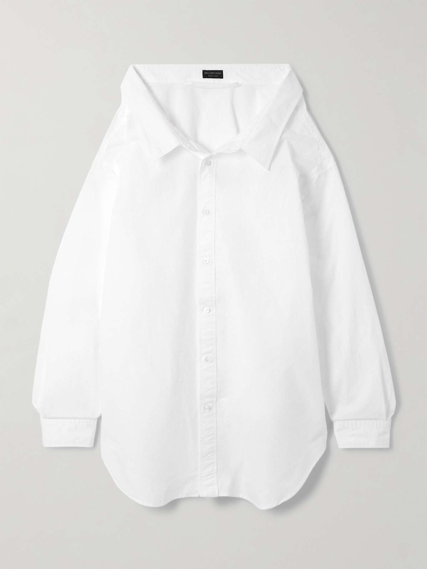 Oversized off-the-shoulder cotton-poplin shirt - 1