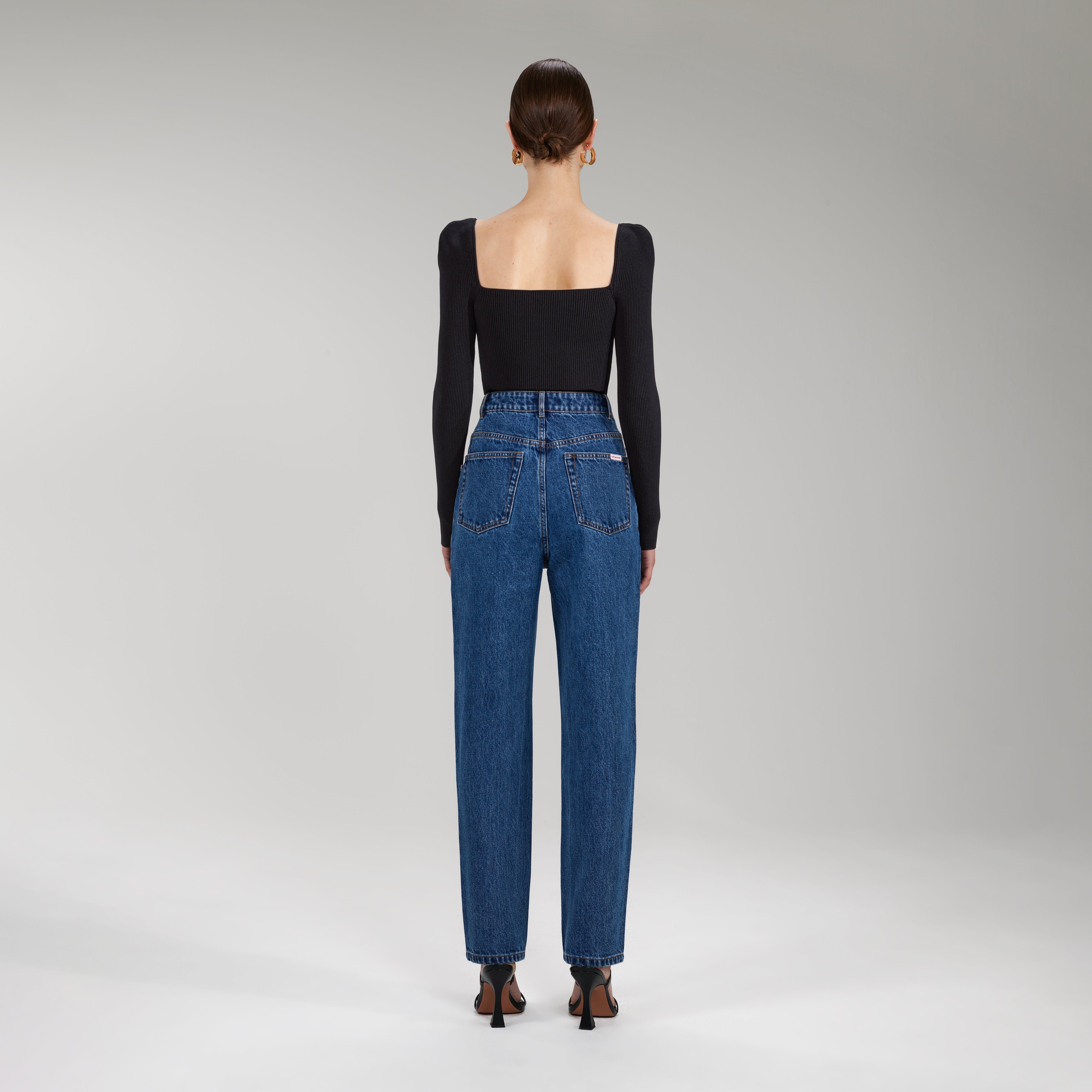 Black Long Sleeve Ribbed Knit Top - 3