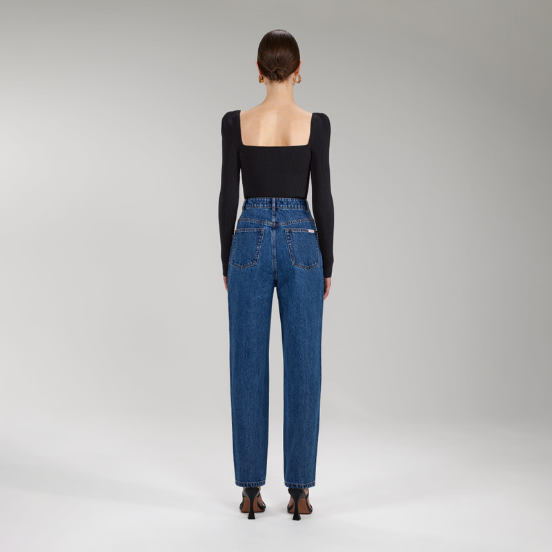 self-portrait Black Long Sleeve Ribbed Knit Top outlook