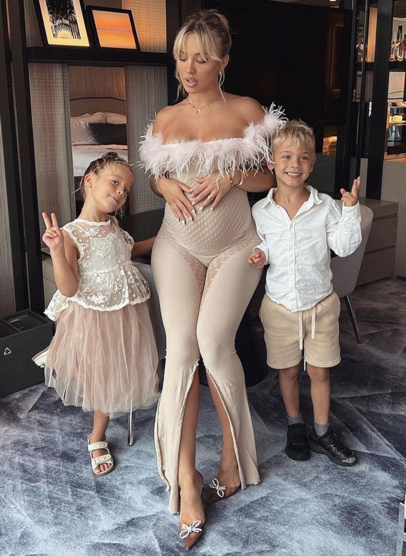 JUNIA JUMPSUIT IN PAPAYA SOFT PINK MARABOU FEATHERS 4