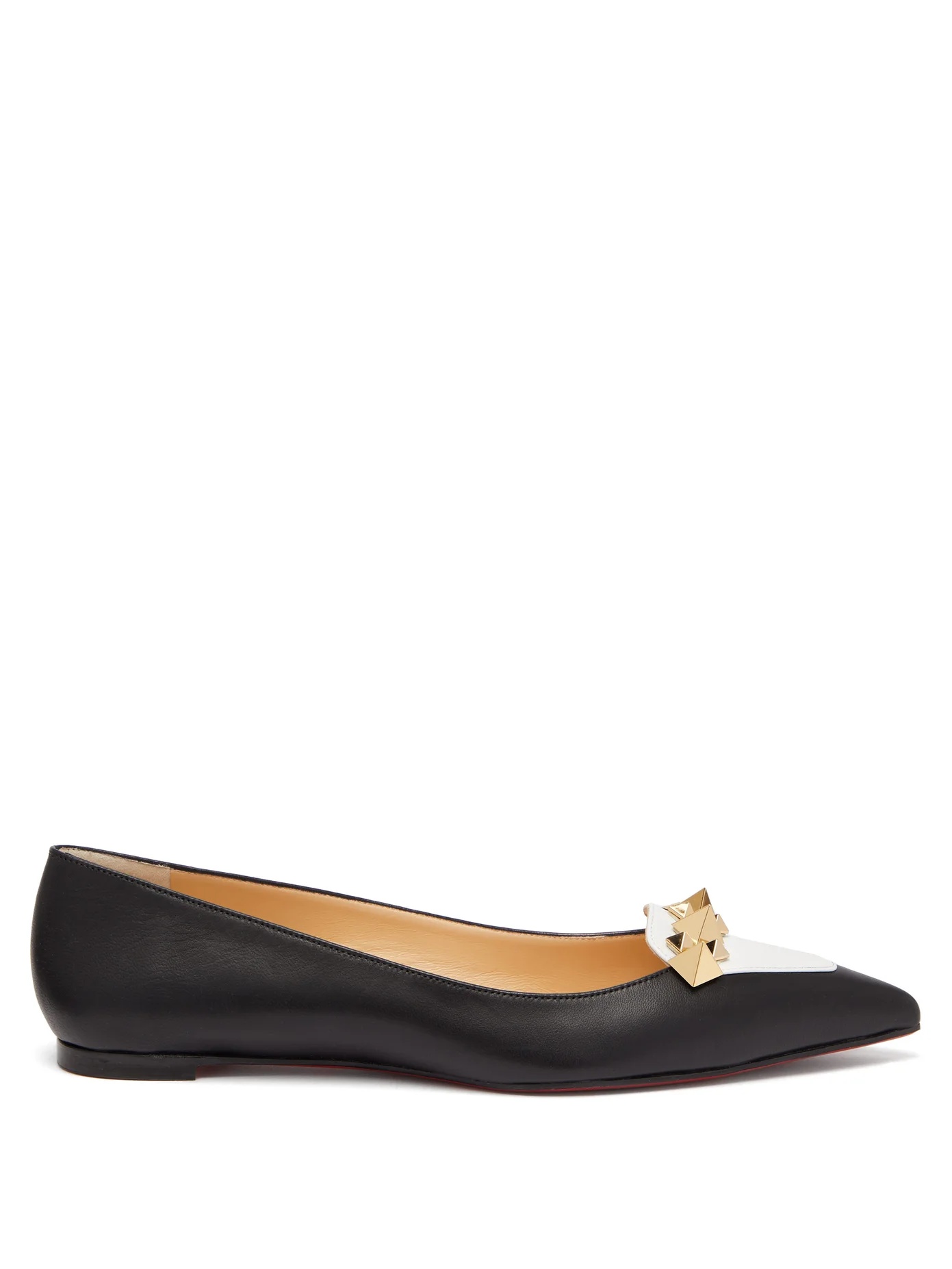 Miss Constella studded point-toe leather flats - 1