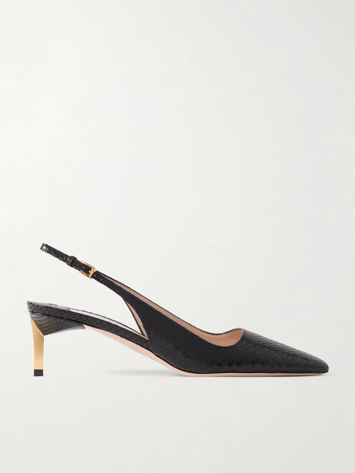 Snake-effect Leather Slingback Pumps - 1