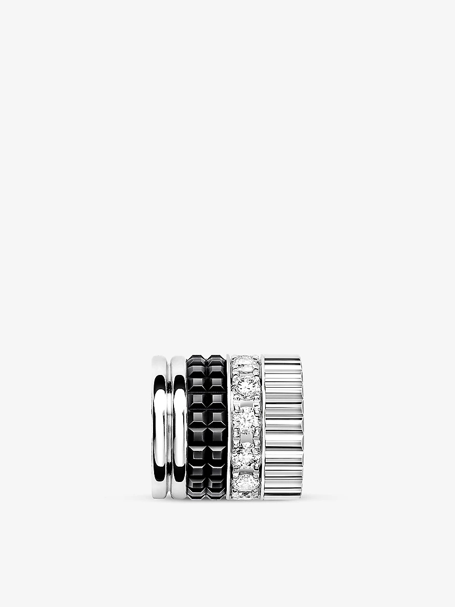 Quatre Black Edition 18ct white-gold and 0.18ct diamond small tie necklace - 5