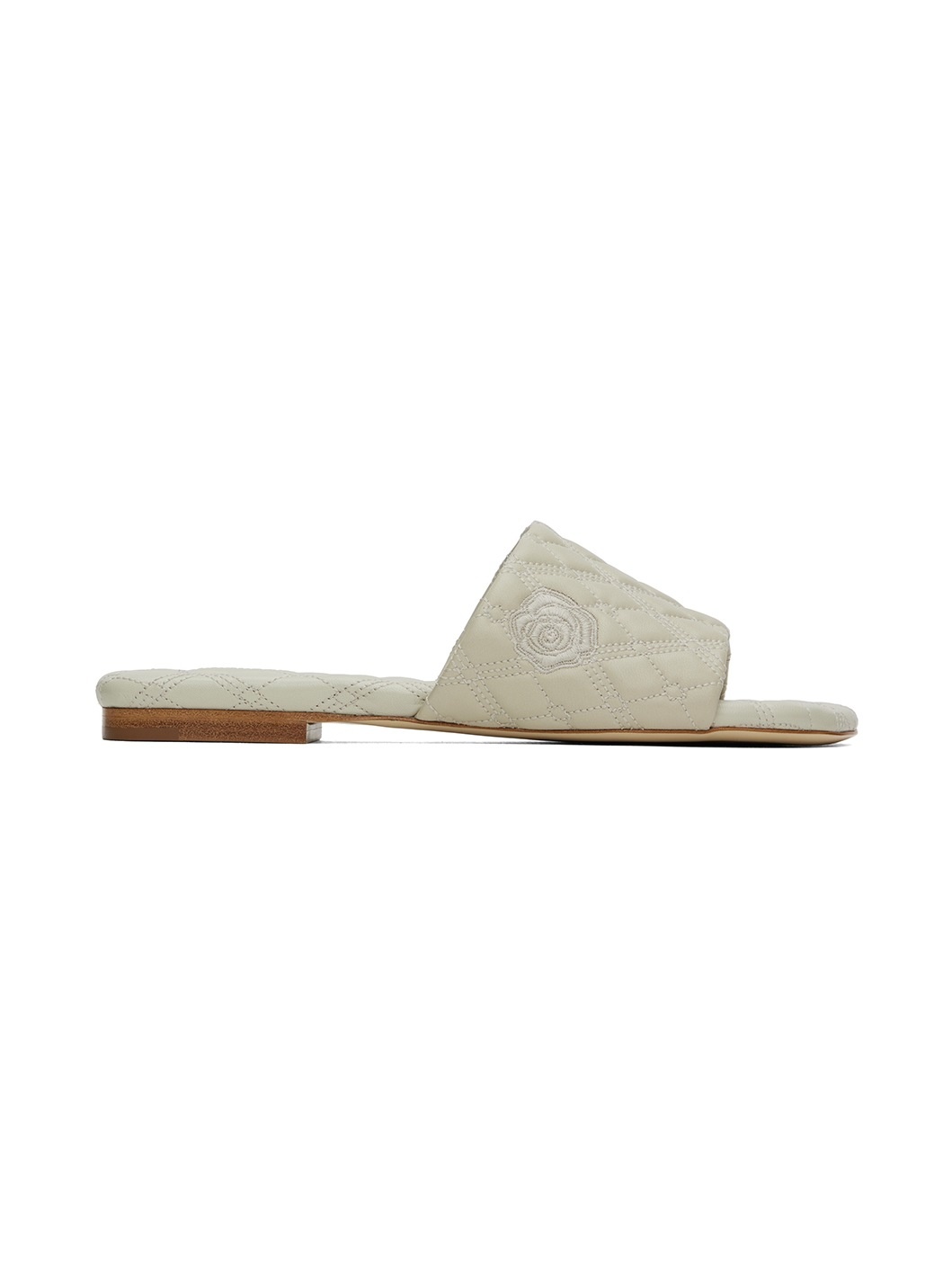 Beige Leather Quilt Sandals - 1