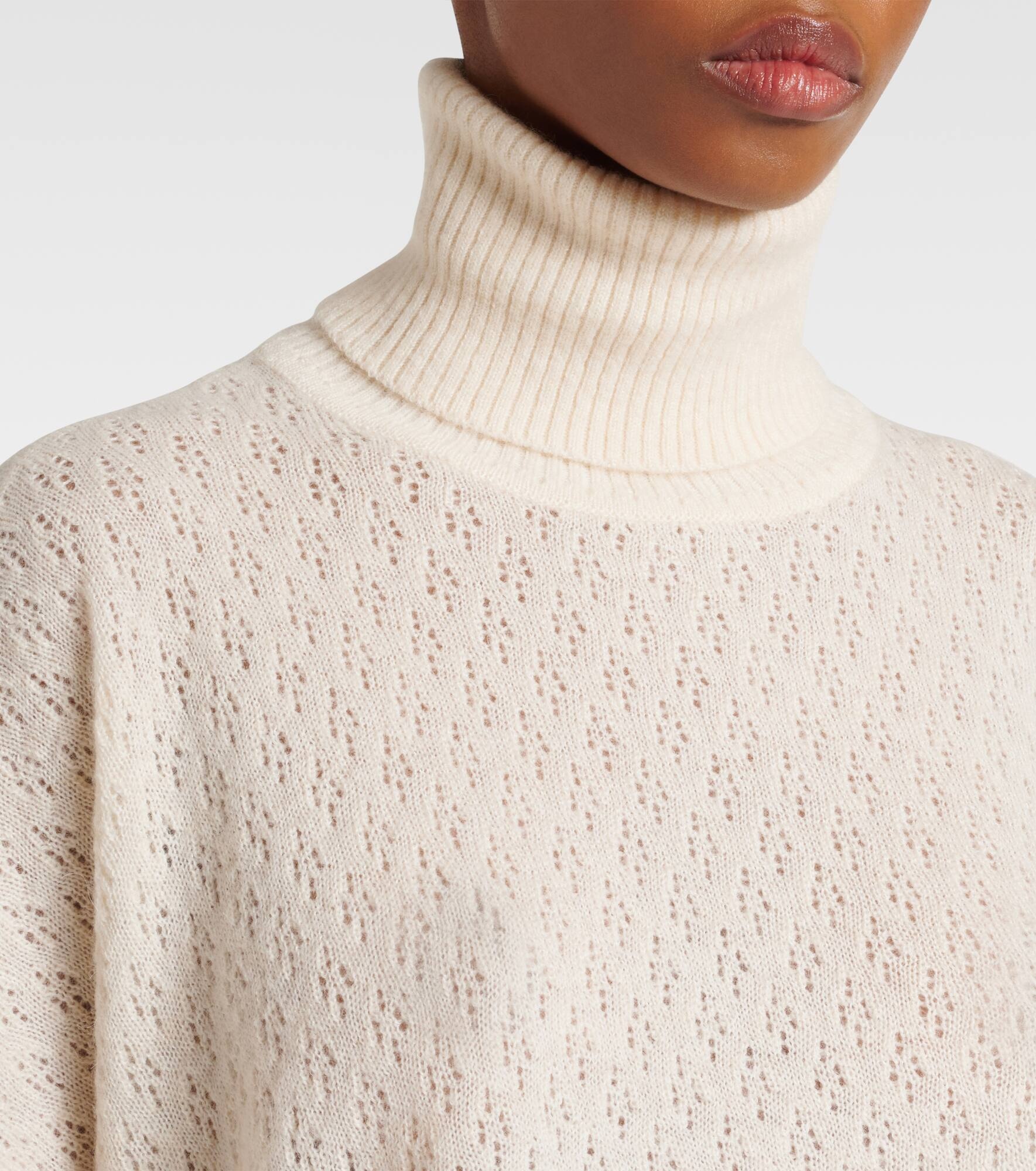 Pointelle wool-blend and silk turtleneck sweater - 4