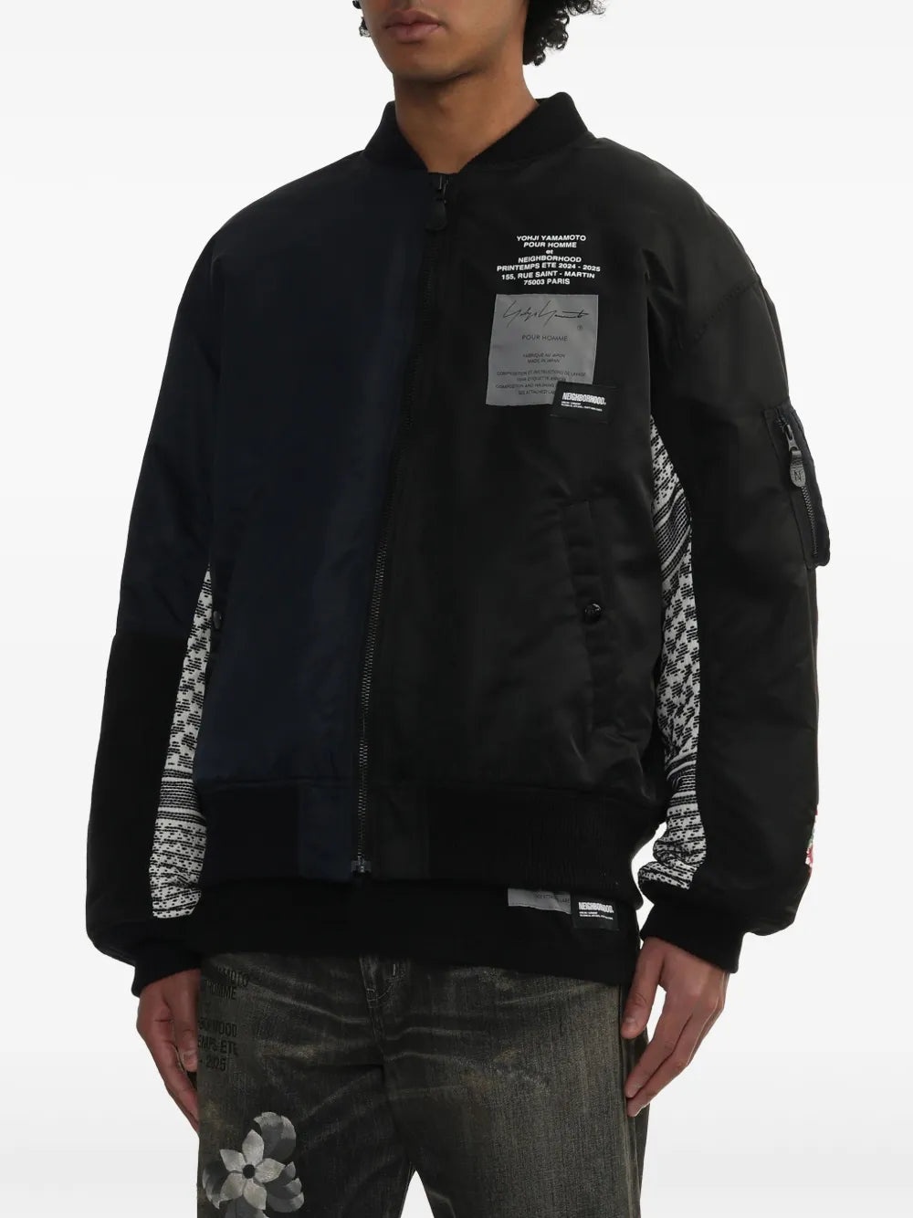 X Neighborhood Contrast-Sleeve Bomber Jacket - 3