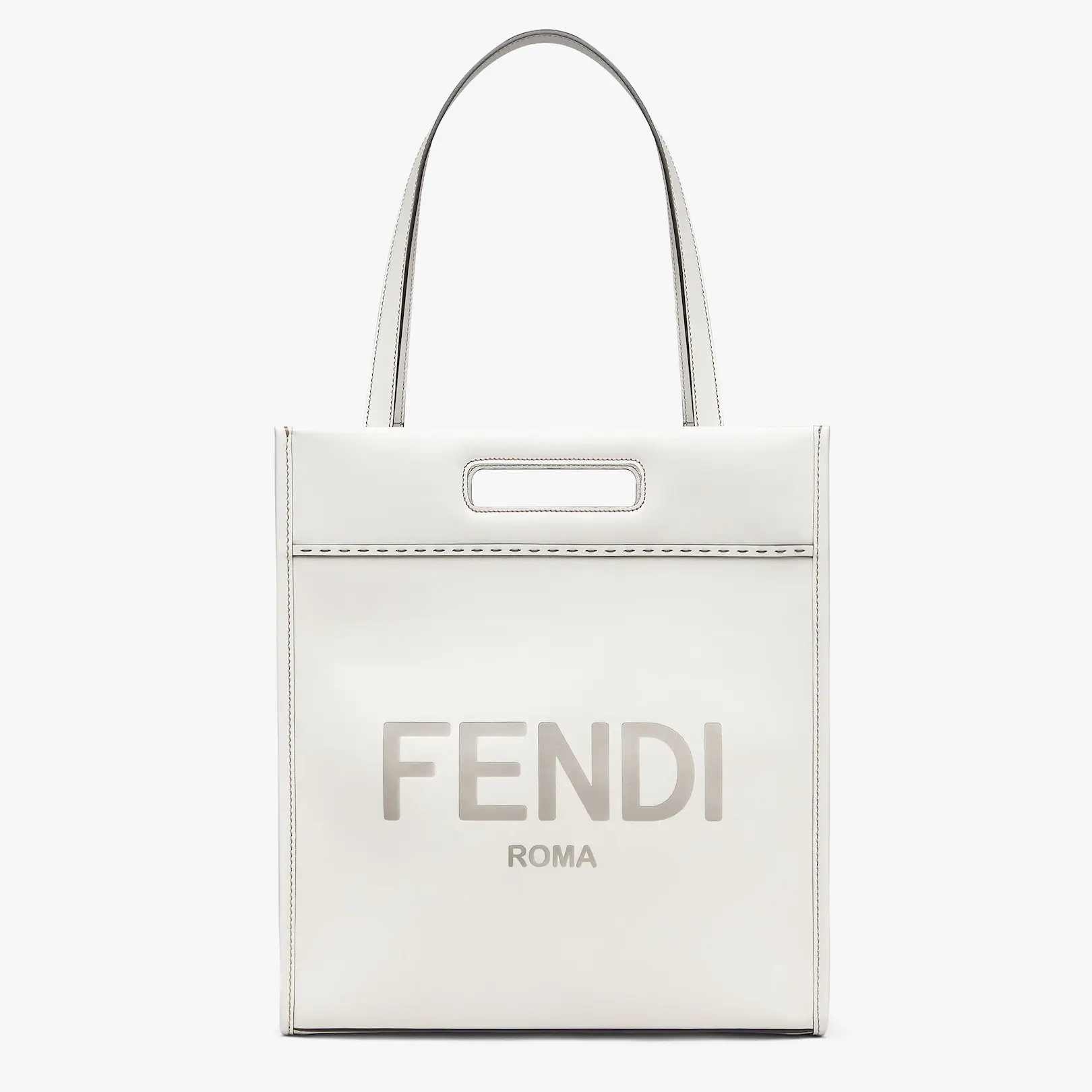 Light gray leather shopper - 2