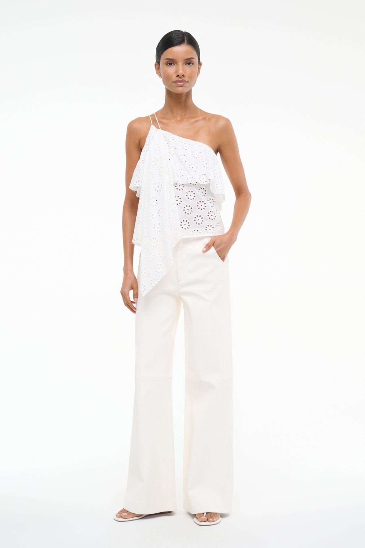 STAUD ISA TOP WHITE EYELET - 2