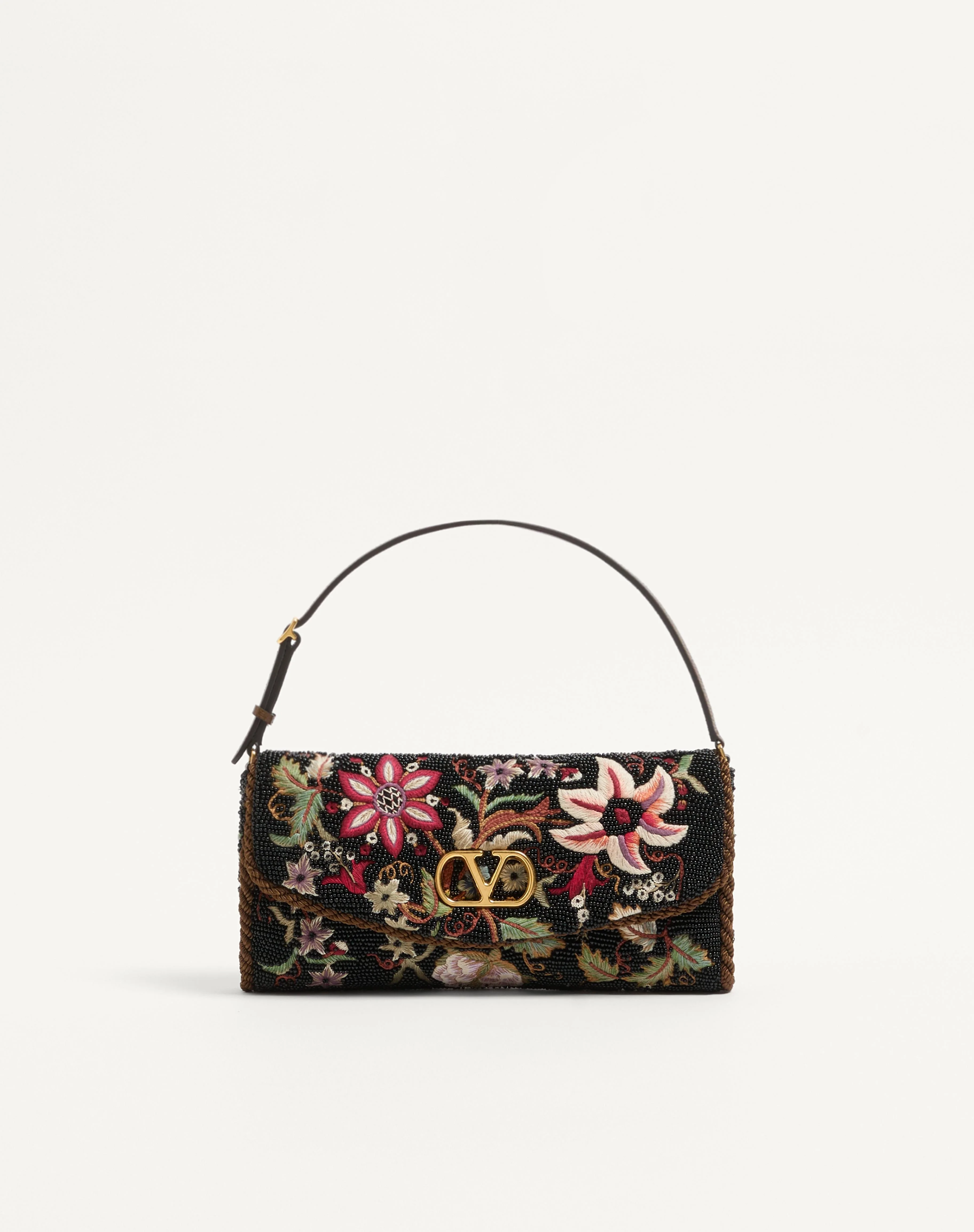 VALENTINO GARAVANI VAIN SOFT EMBROIDERED SMALL SHOULDER BAG - 1