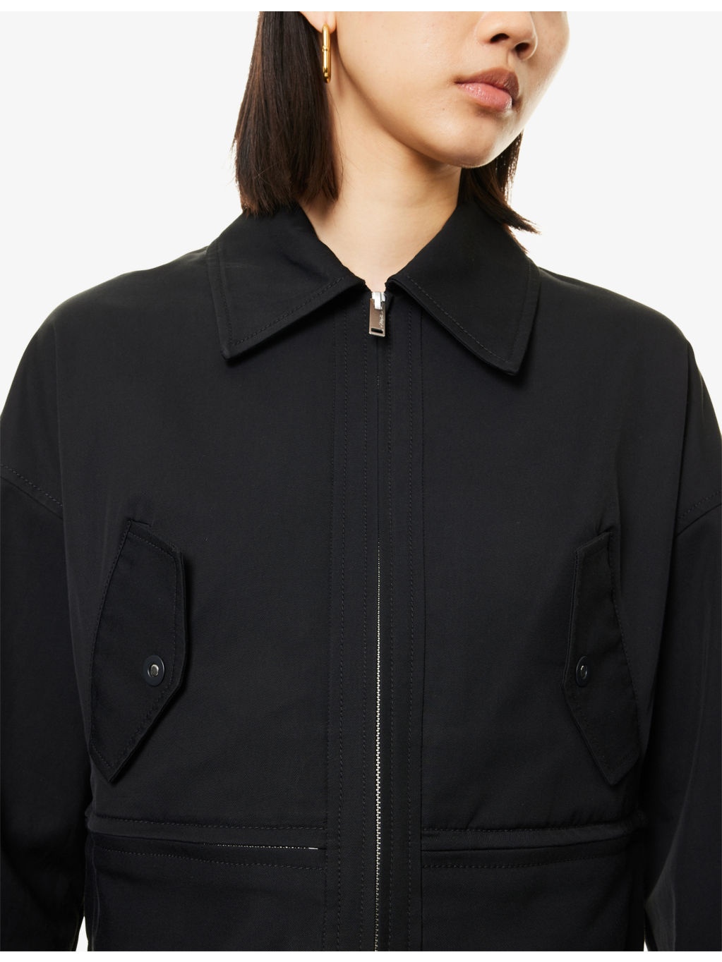 Double-Zip Utility Cropped Cotton Jacket - 5