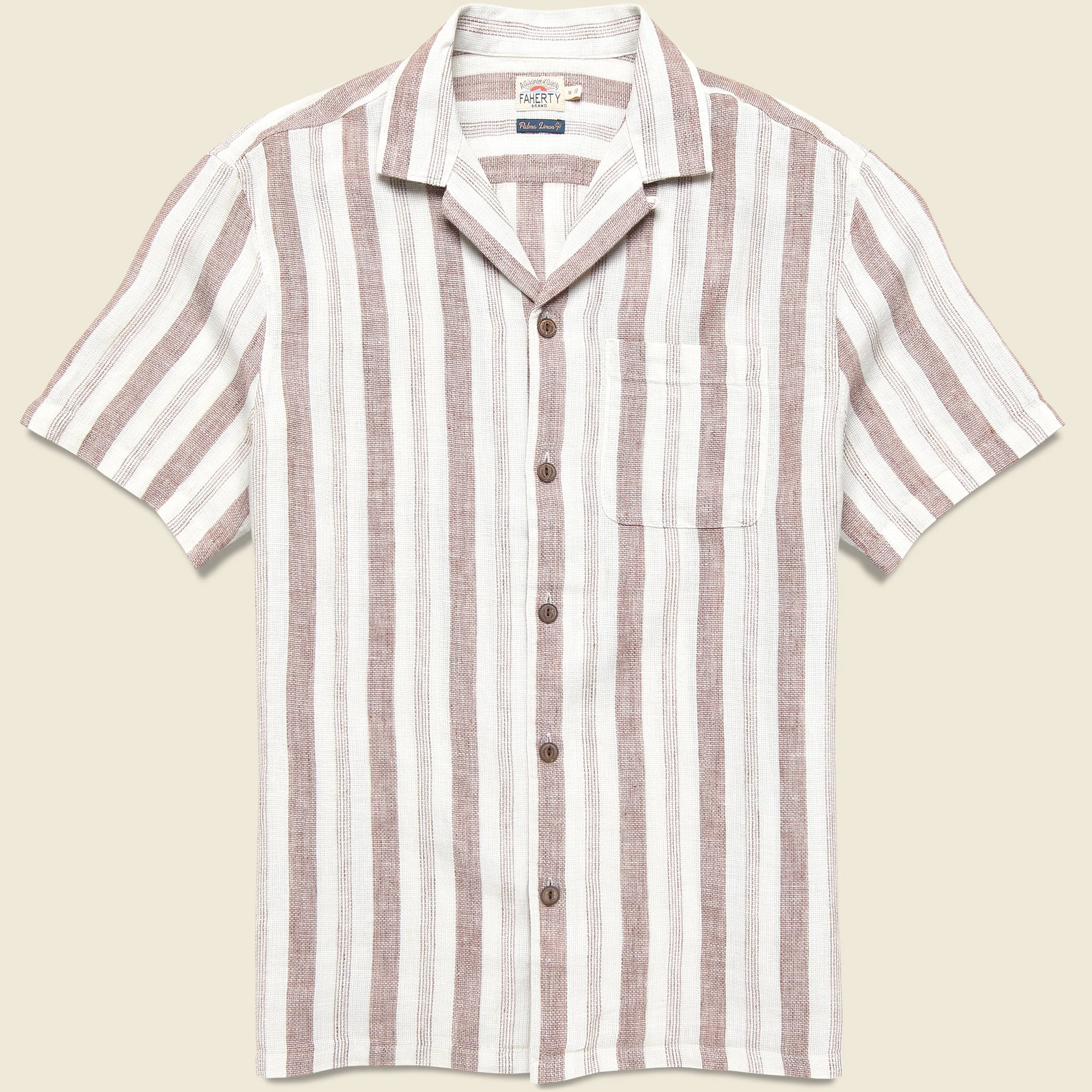 Palma Linen Shirt - Island Brown Stripe - 1