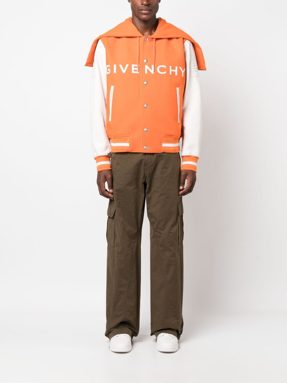 logo-appliqué hooded varsity jacket - 2
