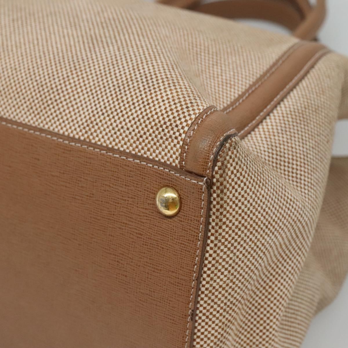 FENDI To Joule Hand Bag Canvas Gold Beige - 10