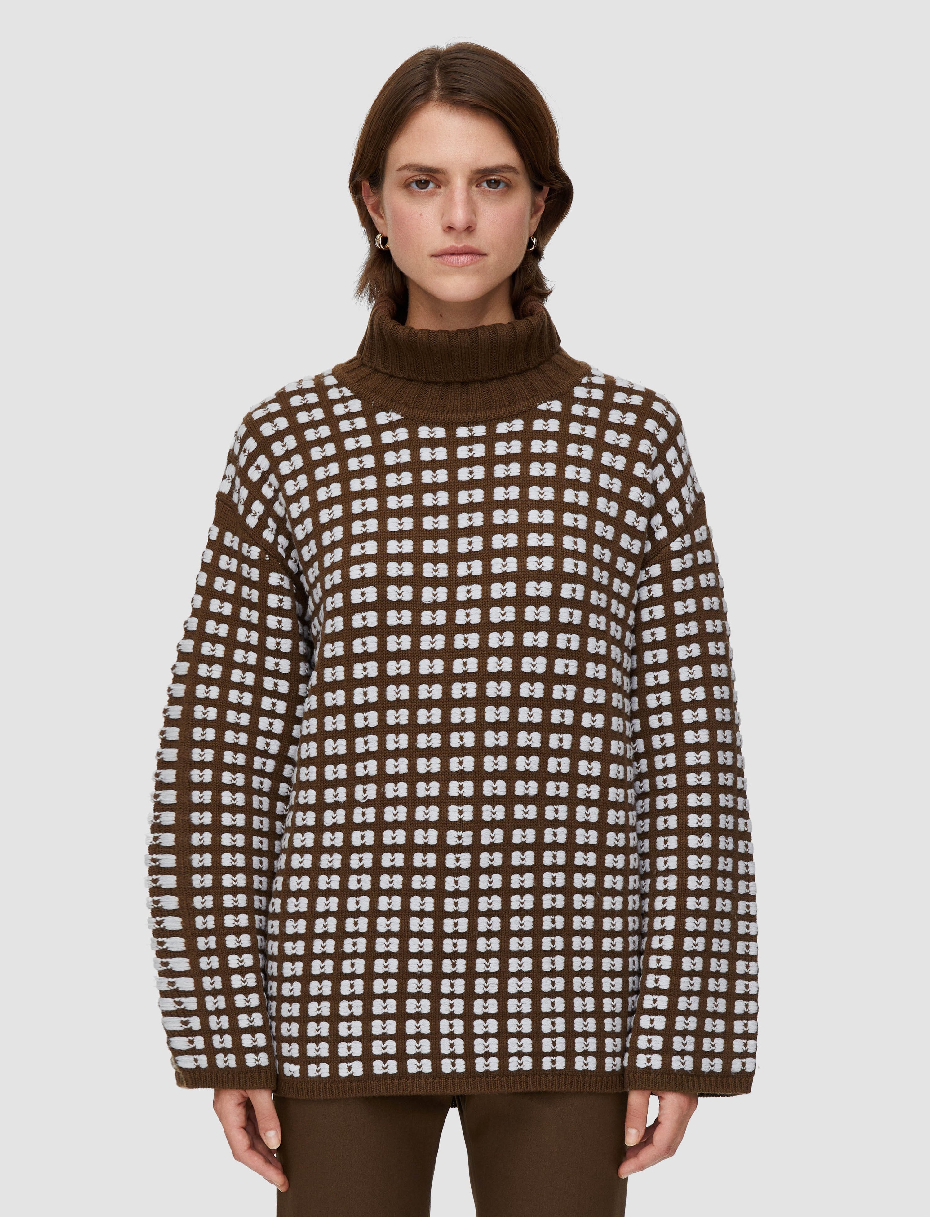 Waffle Knit High Neck Jumper - 3