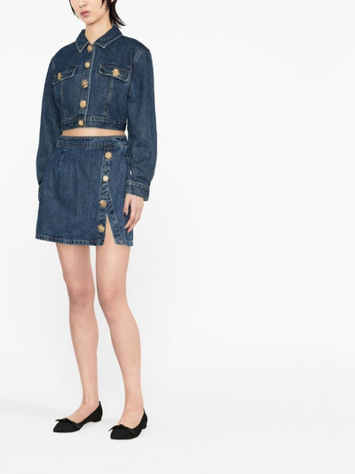 self-portrait embellished denim miniskirt outlook