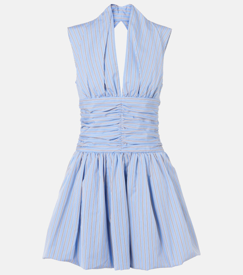 Striped gathered cotton poplin minidress - 1