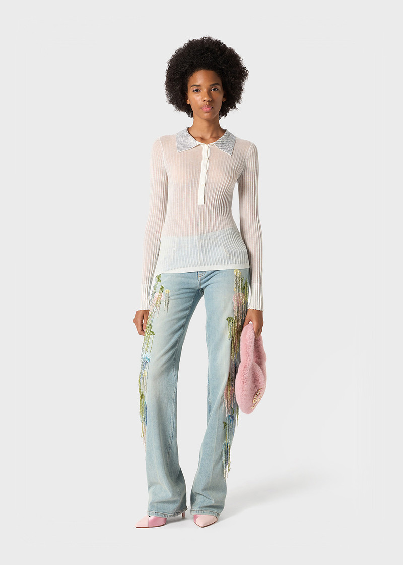 Blumarine JEANS WITH HAND-EMBROIDERED STONES AND BEADS outlook