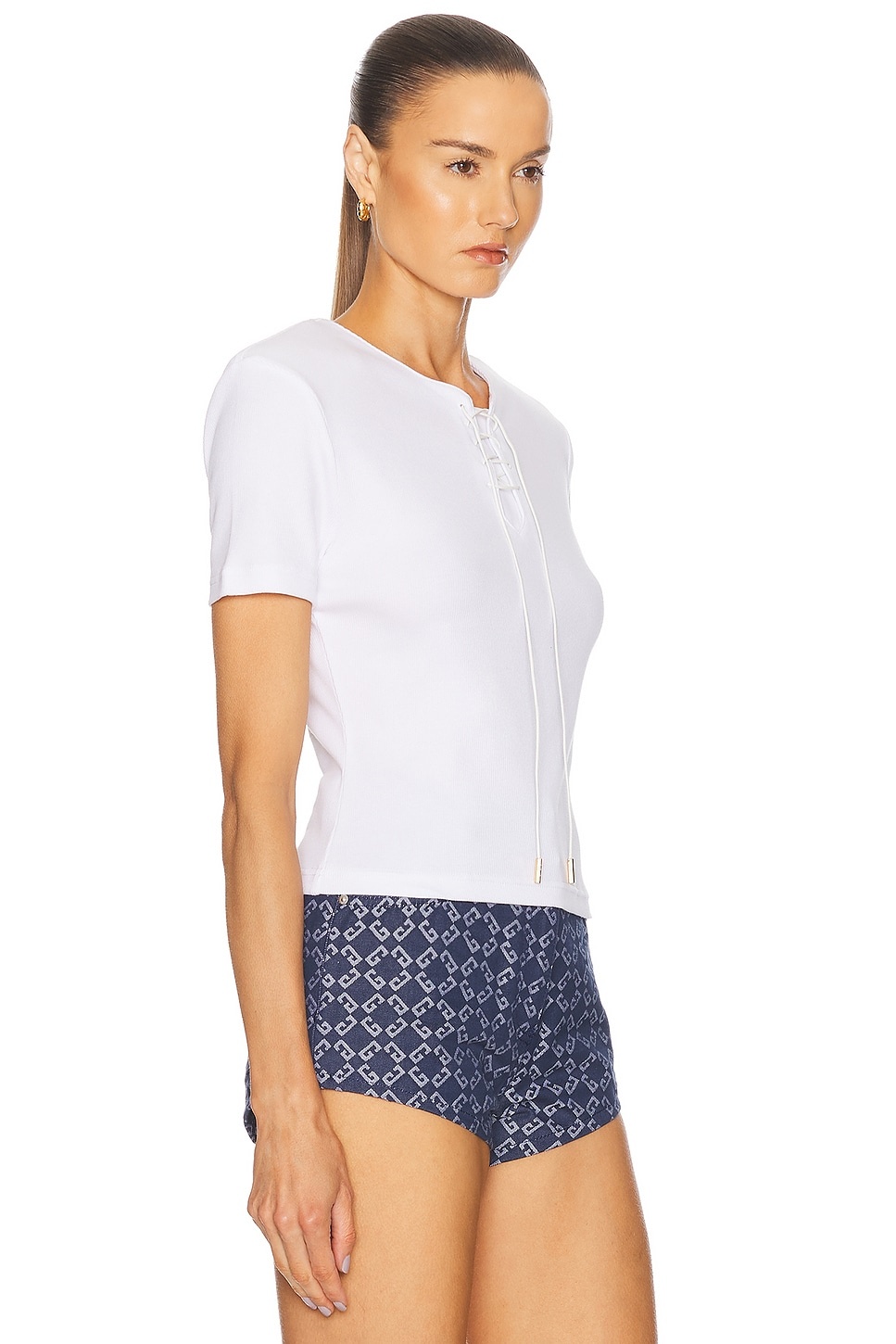 Lace Up Short Sleeve T-shirt - 2