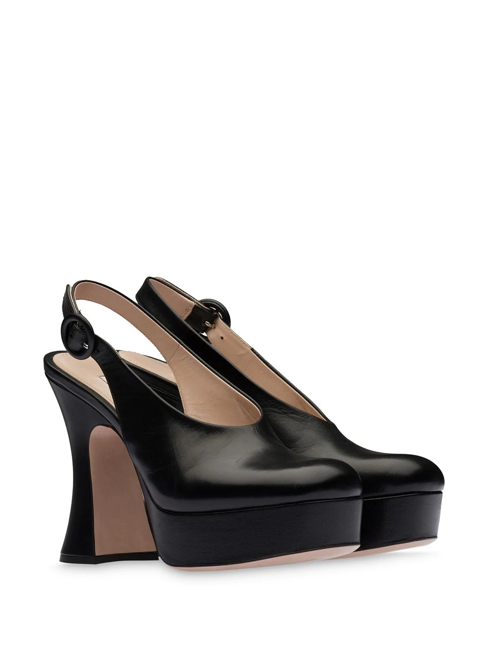 leather platform pumps - 2