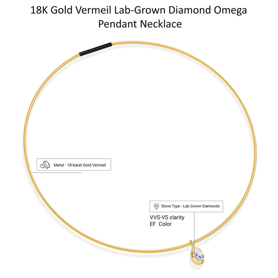 Diamond2Deal - Diamond2Deal 18k Vermeil Plated Silver1.30 Ct Pear Cut Lab Grown Diamond Pendant Necklace 18" VVS-VS - 2