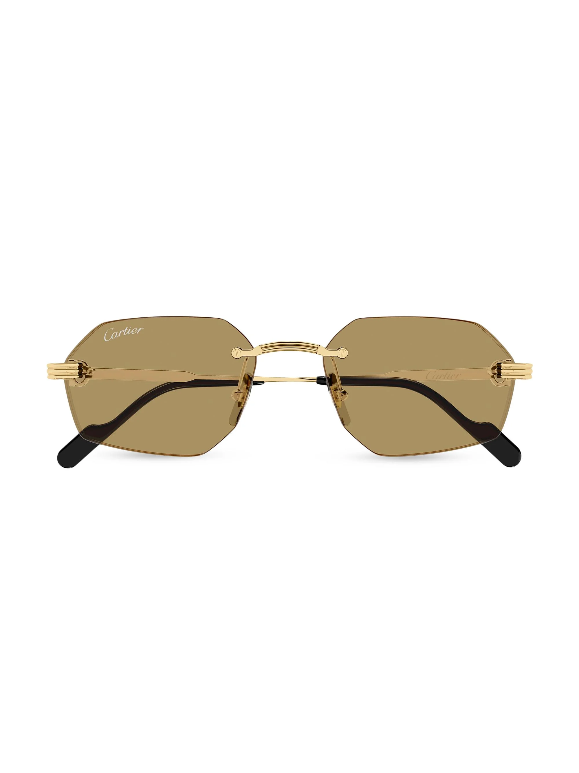 Men's Première de 54MM 24K-Gold-Plated Rimless Geometric Sunglasses - Gold Olive - 1