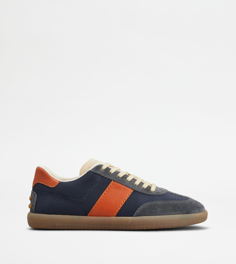TOD'S TABS SNEAKERS IN SUEDE AND TECHNICAL FABRIC - BLUE, ORANGE, BEIGE 1