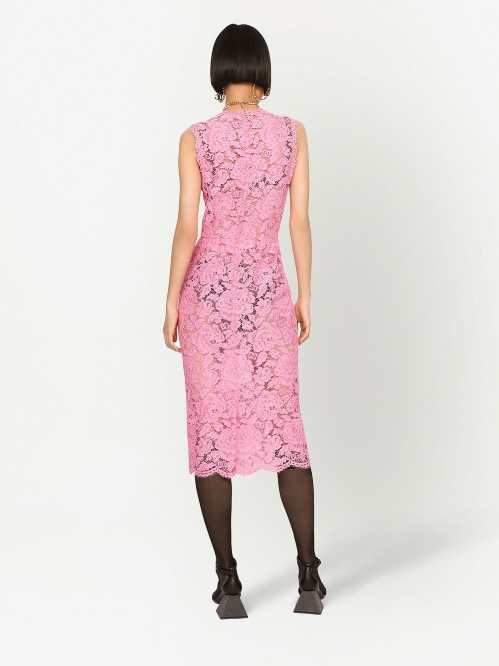 sleeveless lace shift dress - 4
