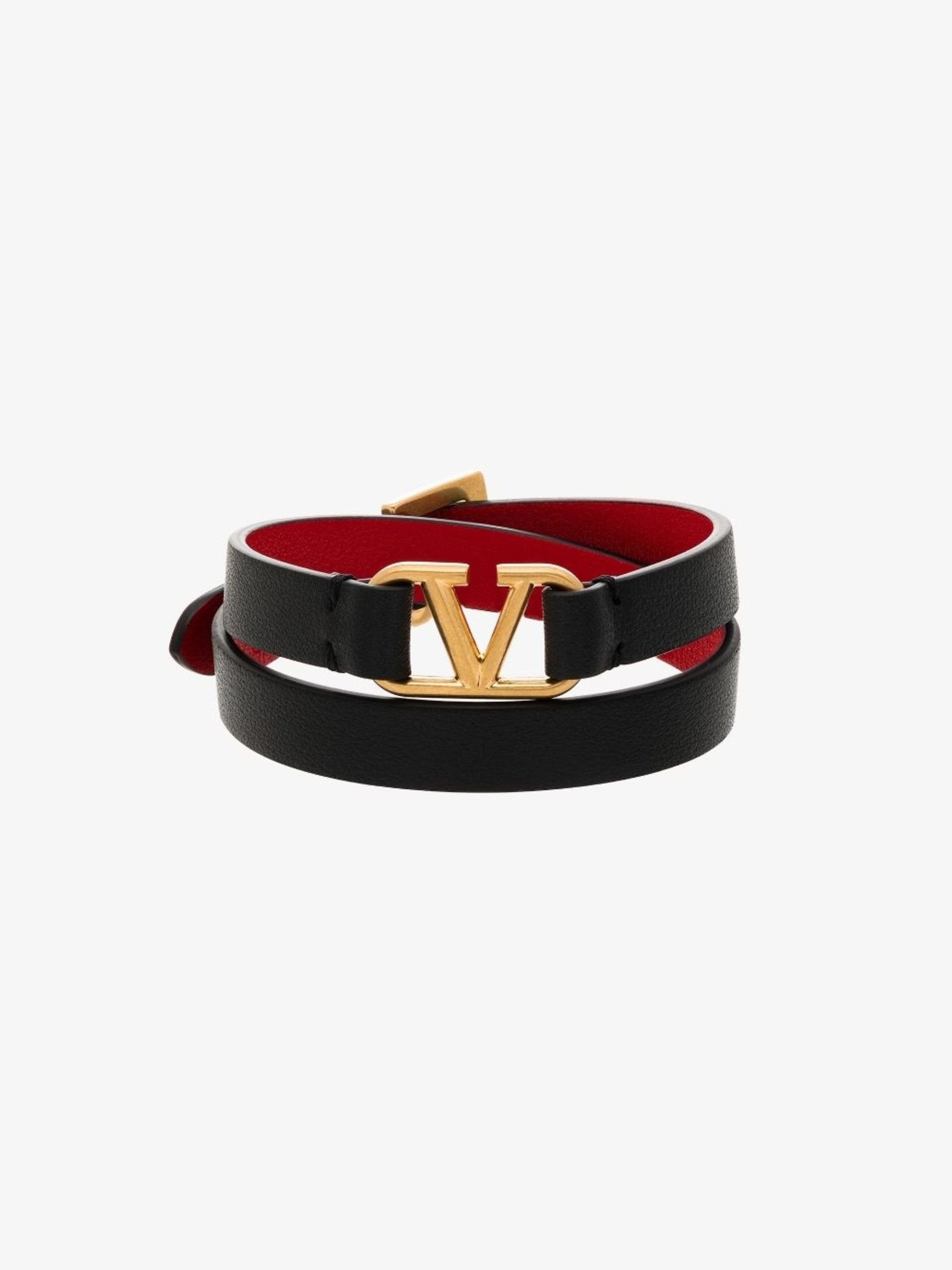 black VLogo leather wrap bracelet - 1