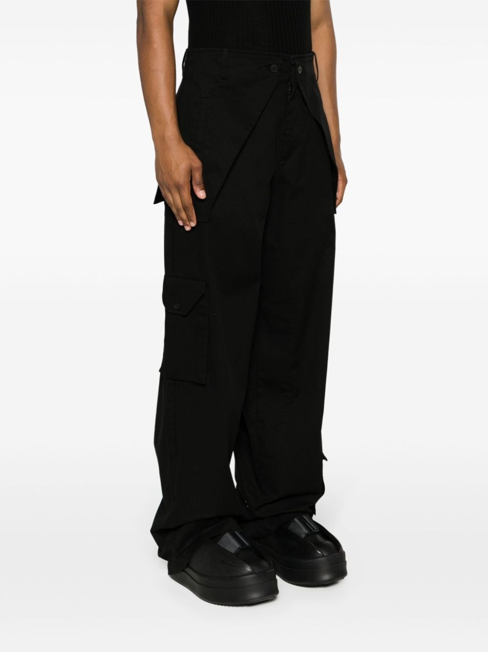 mid-rise wide-leg cargo trousers - 3