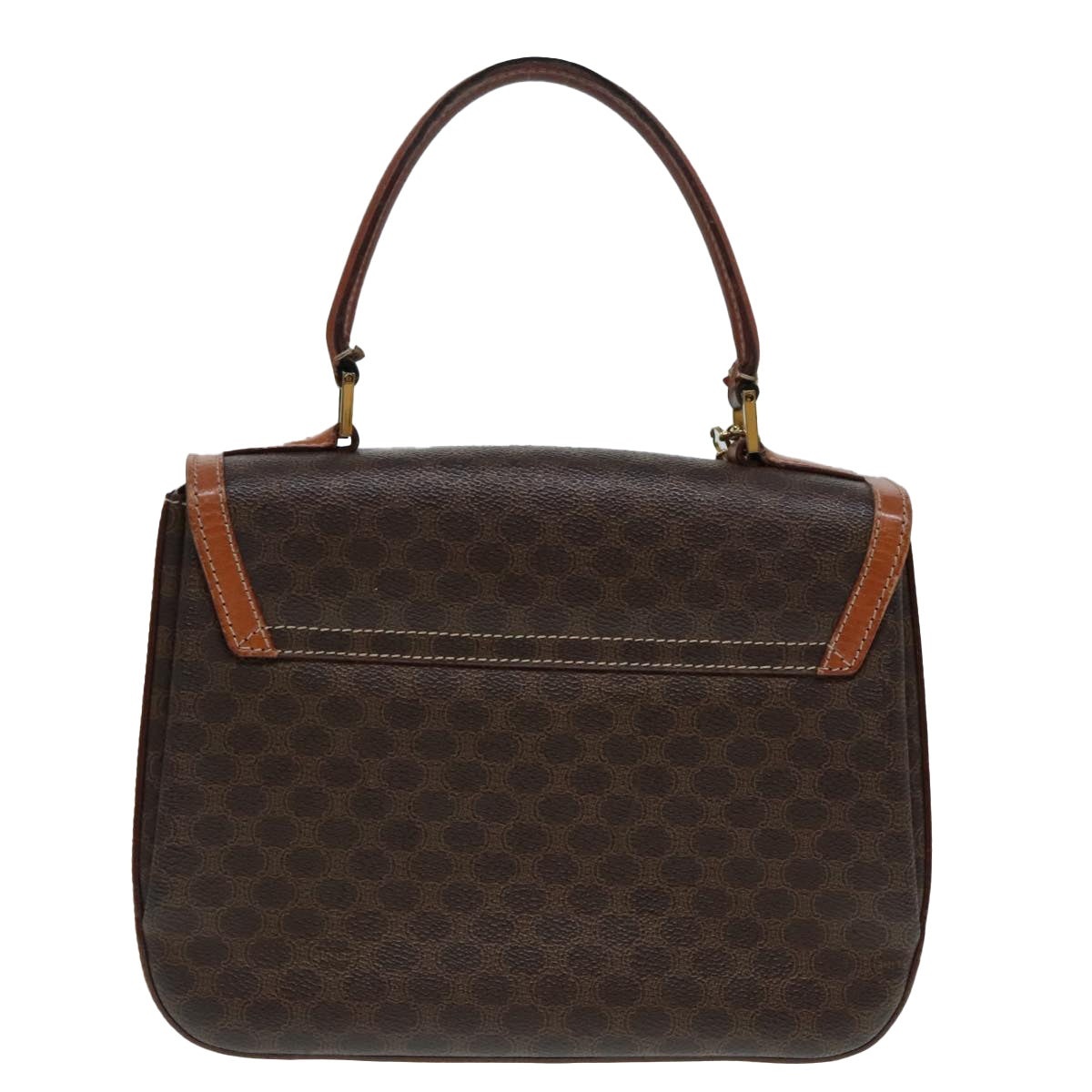 CELINE Macadam Canvas Hand Bag Pvc Leather Brown Gold - 2