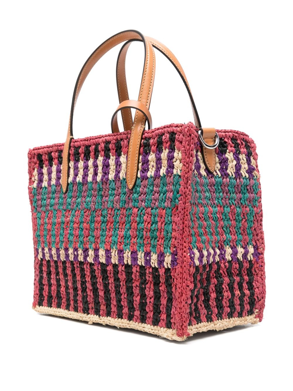 VLogo raffia tote bag - 3
