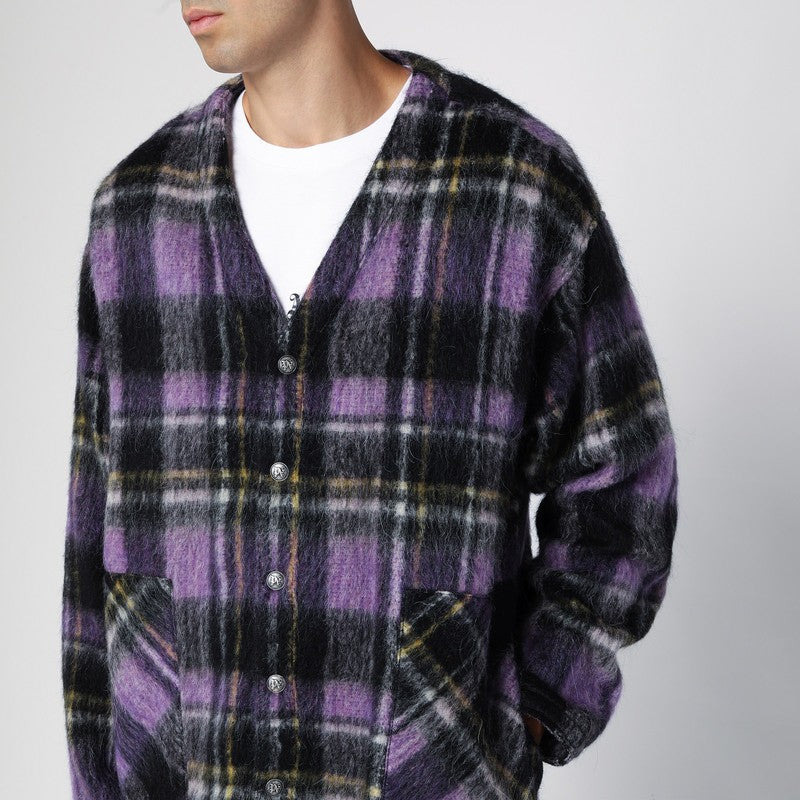 Palm Angels Over Shirt In Violet Check Wool Men - 3