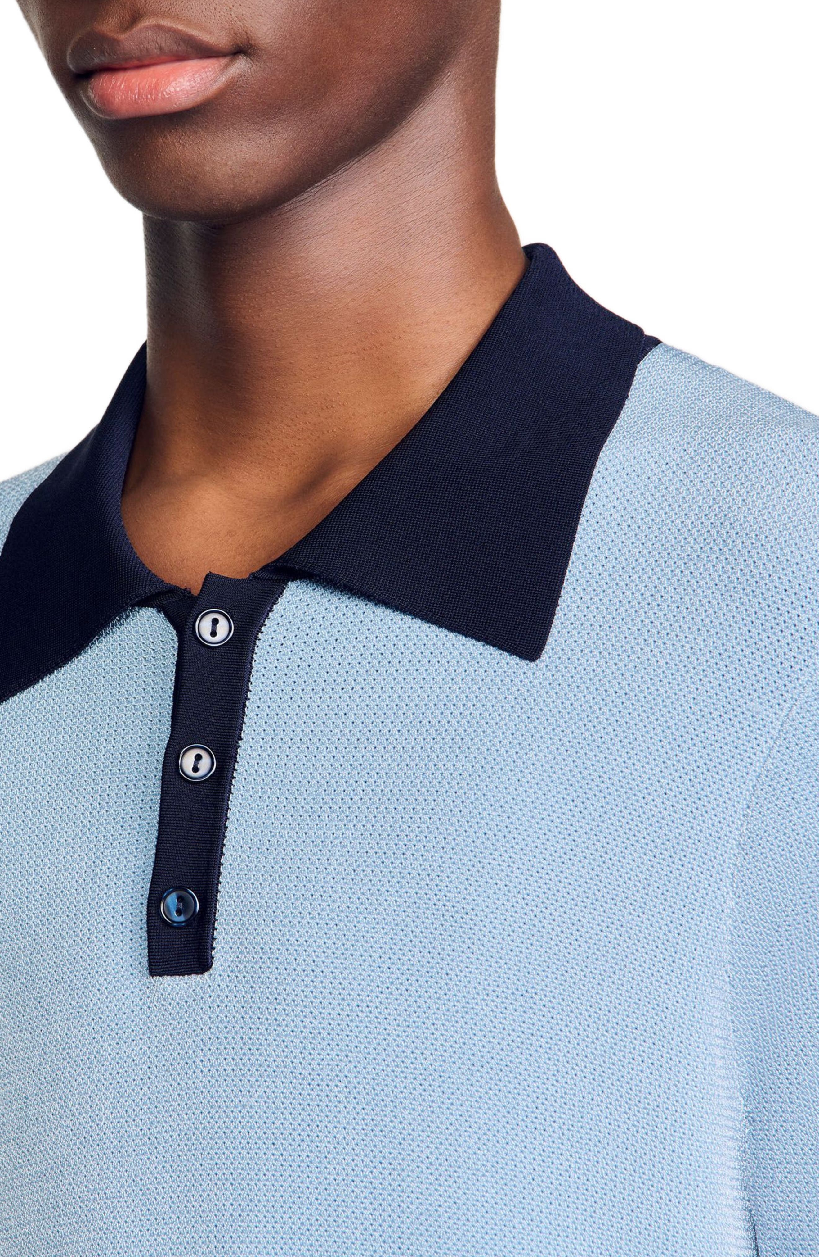 SANDRO Two-tone polo shirt in Chambray at Nordstrom - 4
