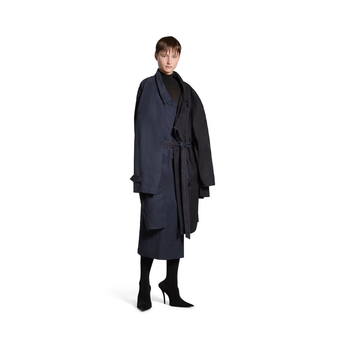Women's Double Sleeve Carcoat in Black - 2