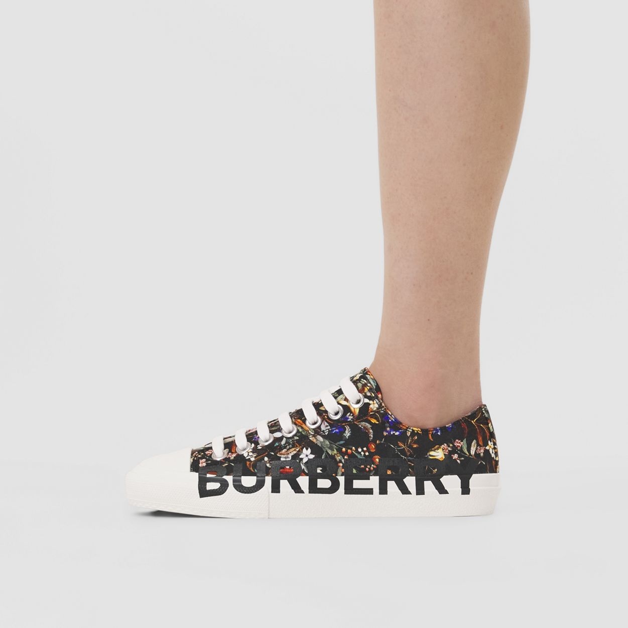 Logo Detail Floral Print Cotton Sneakers - 4