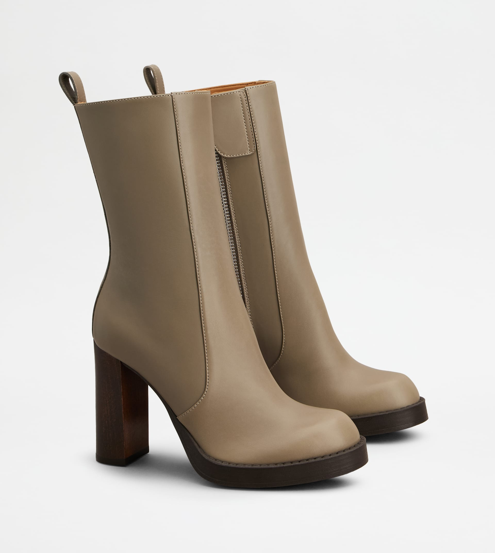 ANKLE BOOTS IN LEATHER - GREY - 2