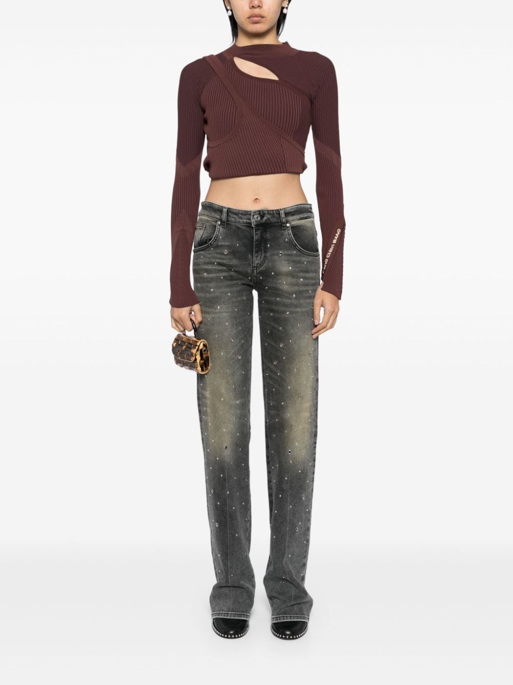 slash-neck knitted top - 2
