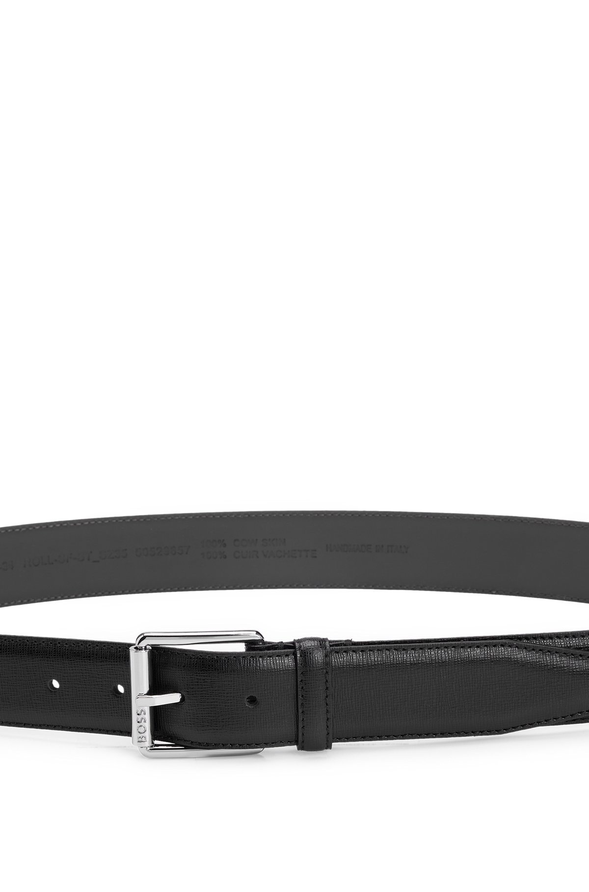 ITALIAN-LEATHER BELT WITH BRANDED ROLLER AND SILVER HARDWARE - 4