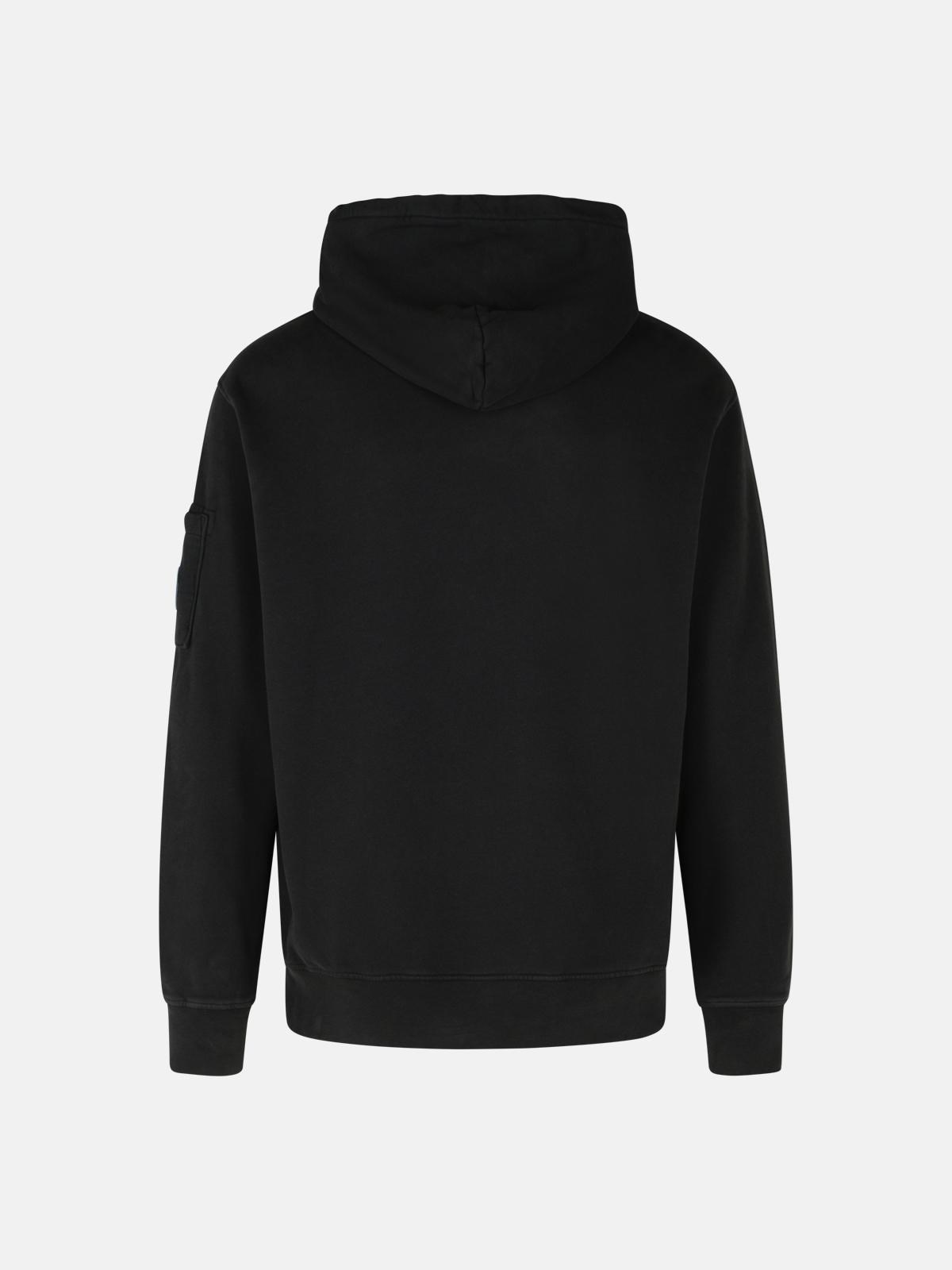 'BRUSHED' BLACK COTTON SWEATSHIRT - 3