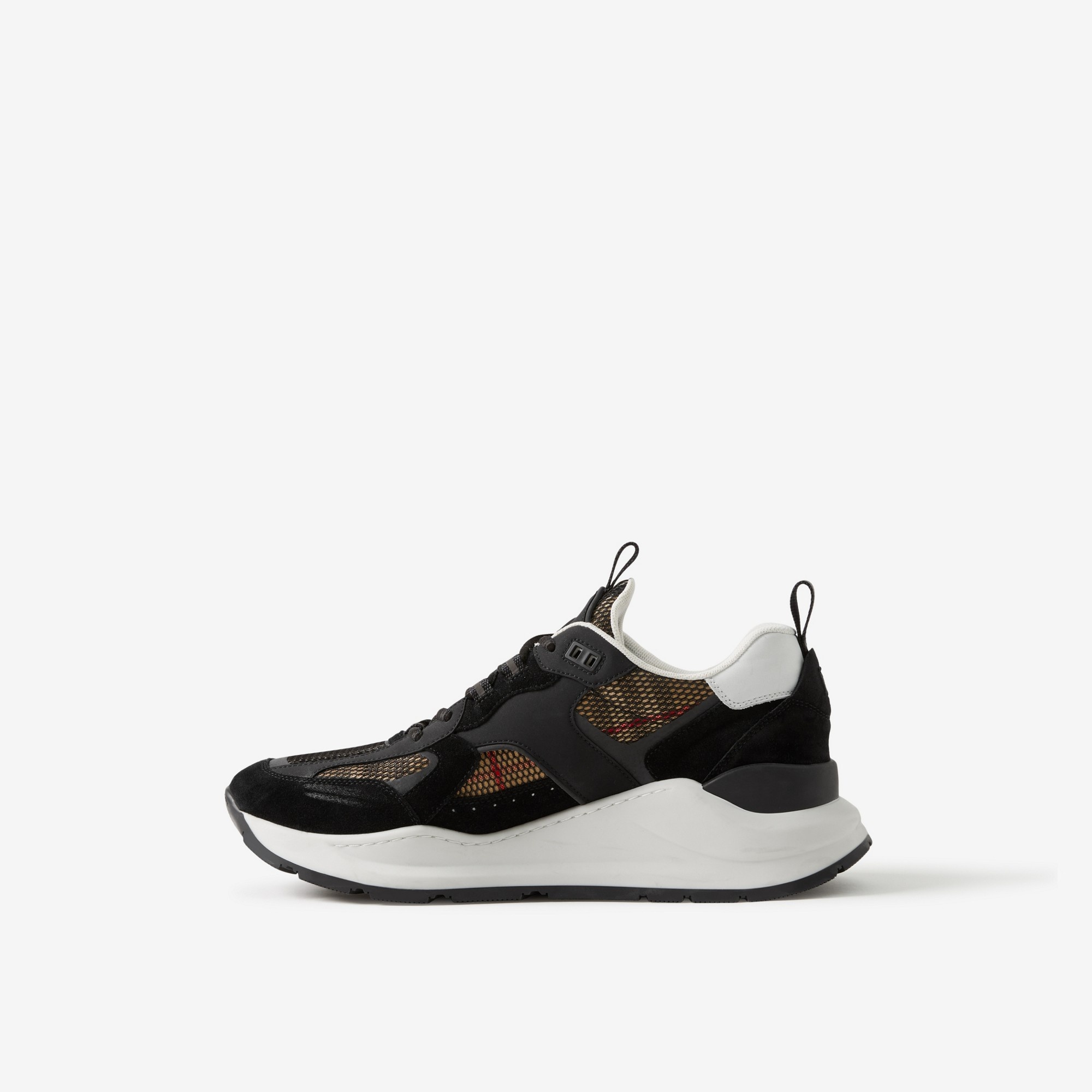 Logo Embossed, Leather, Suede and Mesh Sneakers - 5