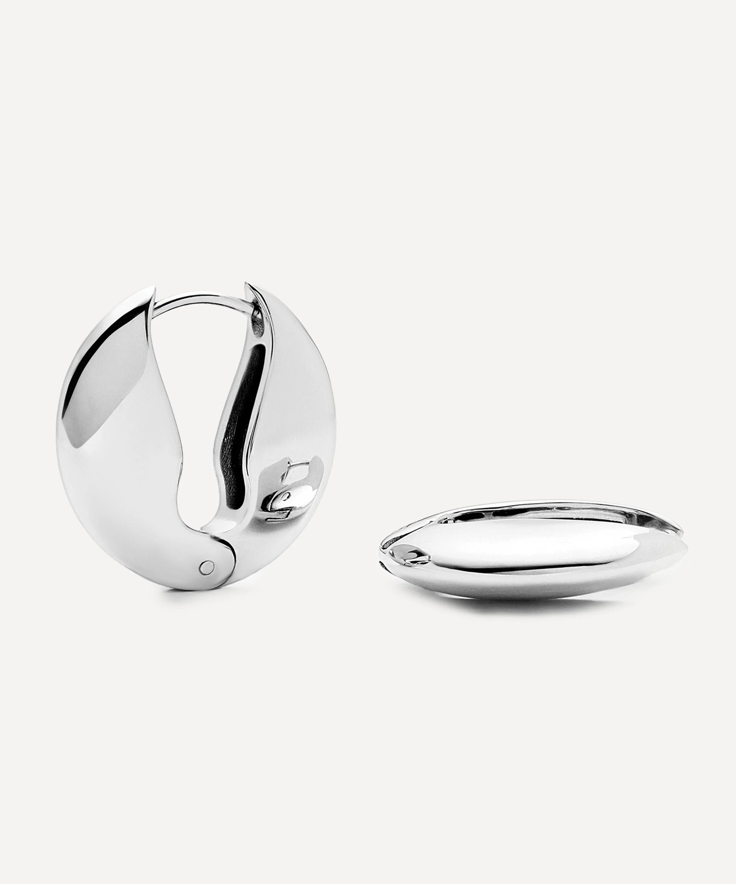 Platinum-Plated Hinged Small Hoop Earrings - 1