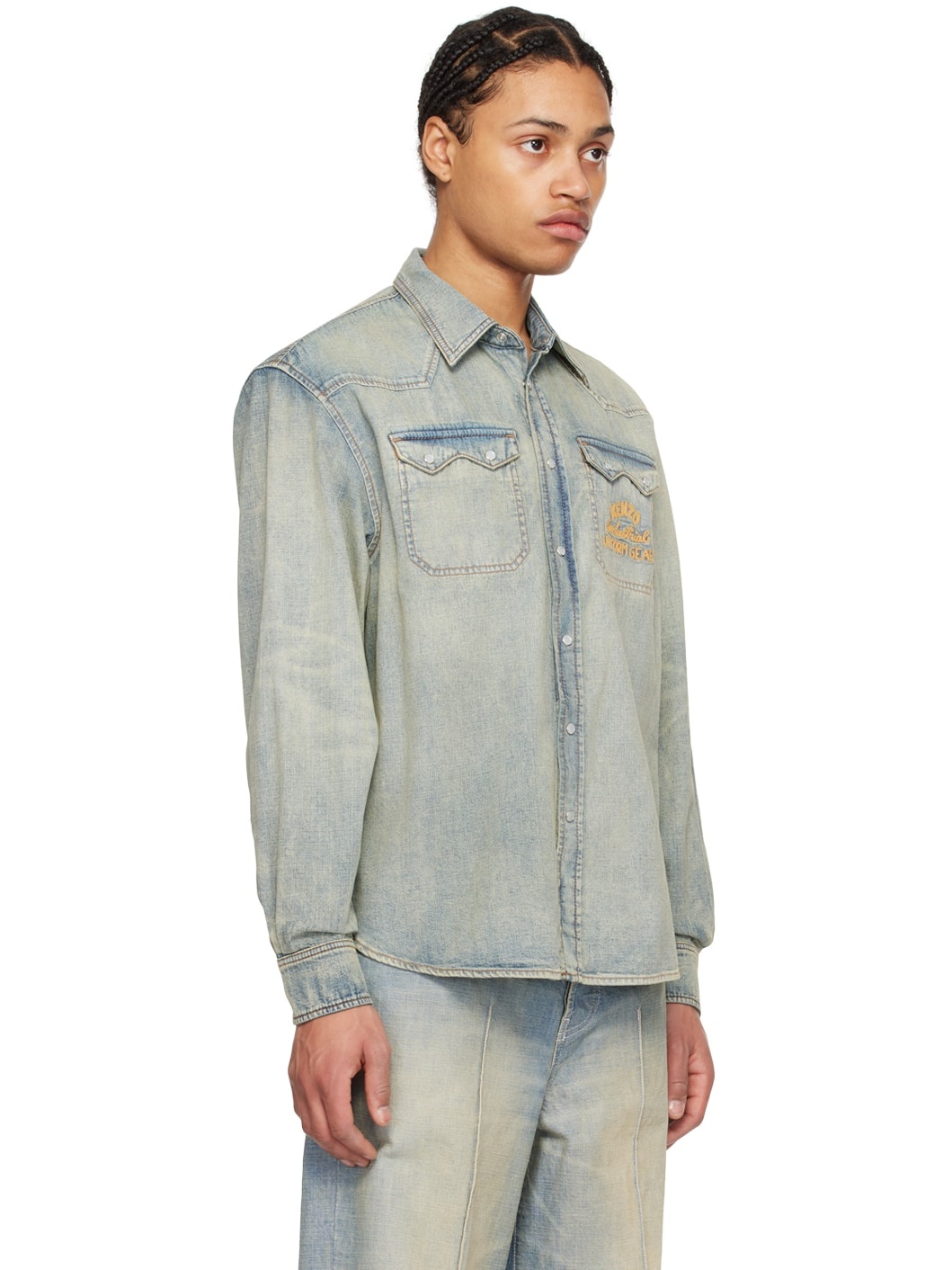 Blue Kenzo Paris VERDY Edition Drawn Varsity Denim Shirt - 2