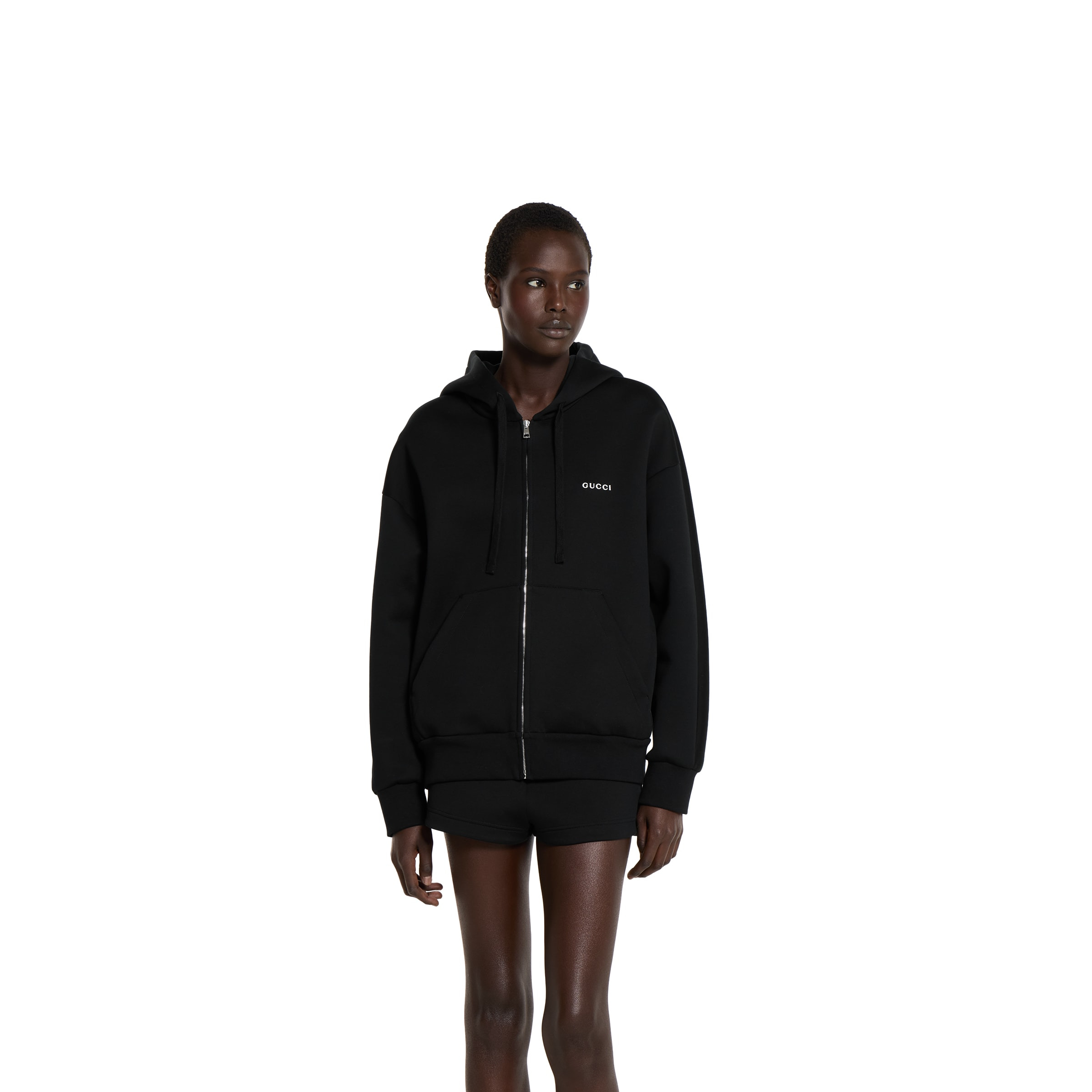 Cotton jersey hooded zip sweatshirt - 3