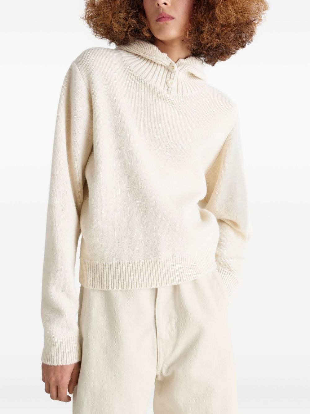 buttoned ribbed-knit sweater - 3