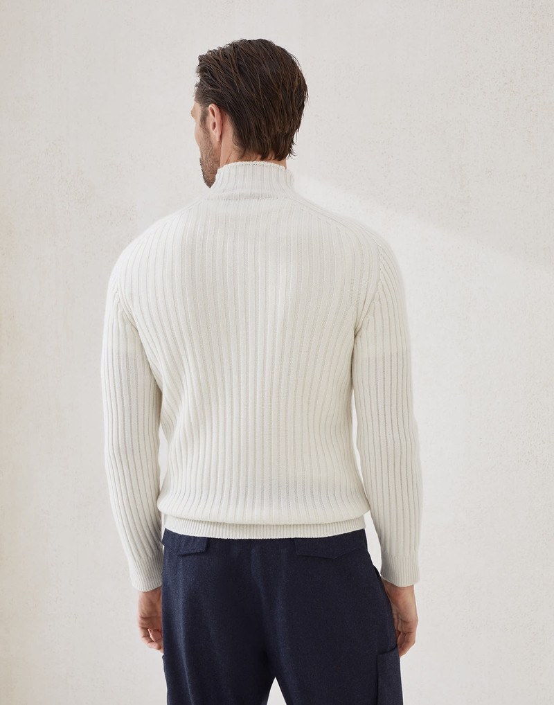 Brunello Cucinelli Cashmere flat rib turtleneck sweater outlook