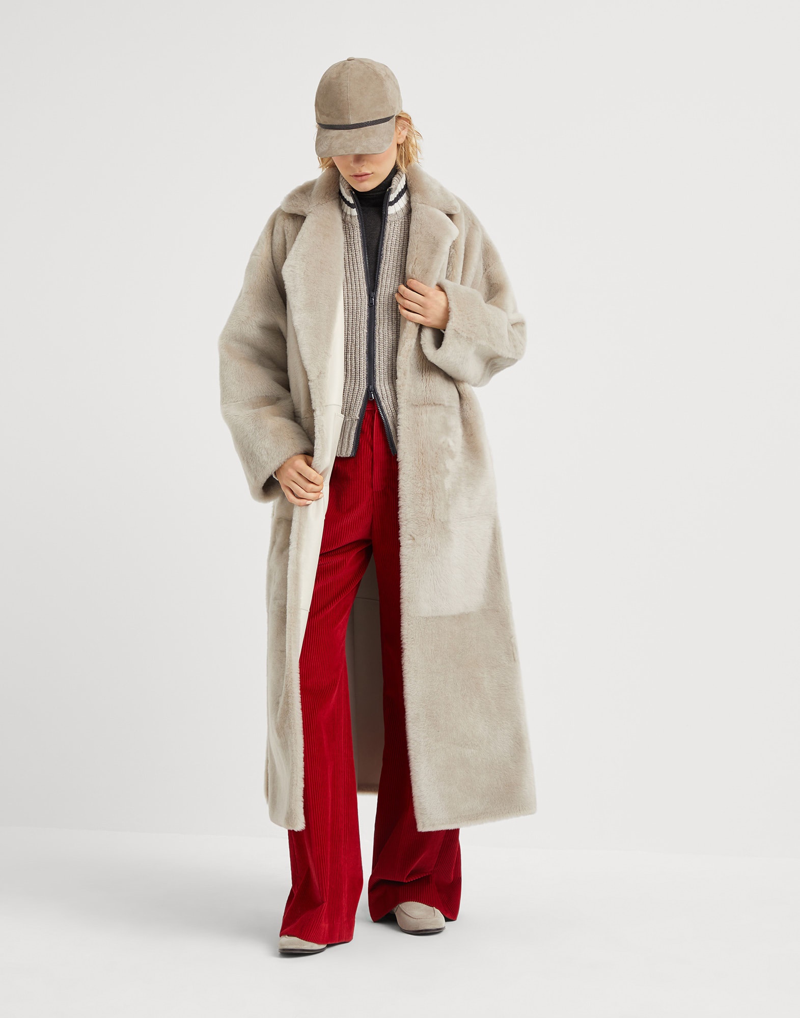 Cotton corduroy loose trousers with monili - 4