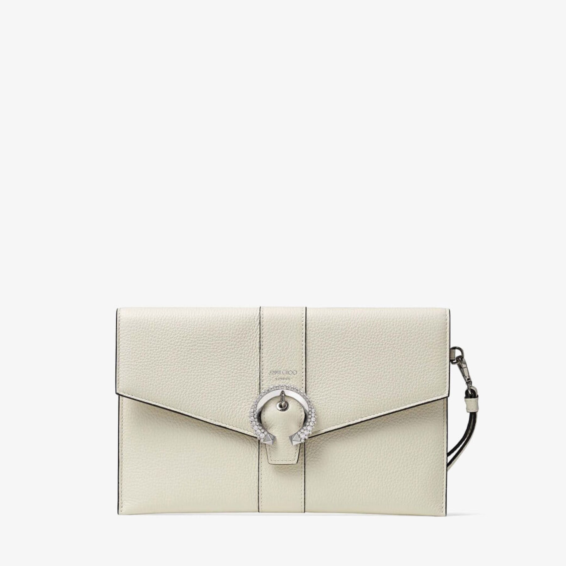 Madeline Envelope
Latte Soft Grainy Calf Pouch with Crystal Buckle - 1