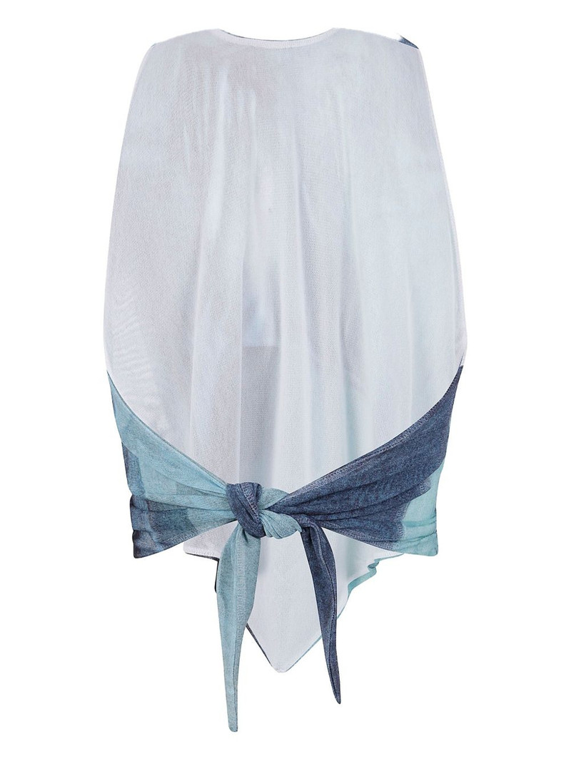Jean Paul Gaultier tie-back abstract print top outlook