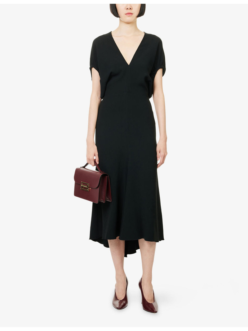Victoria Beckham Blouson-Sleeve Fluid-Cady Midi Dress outlook