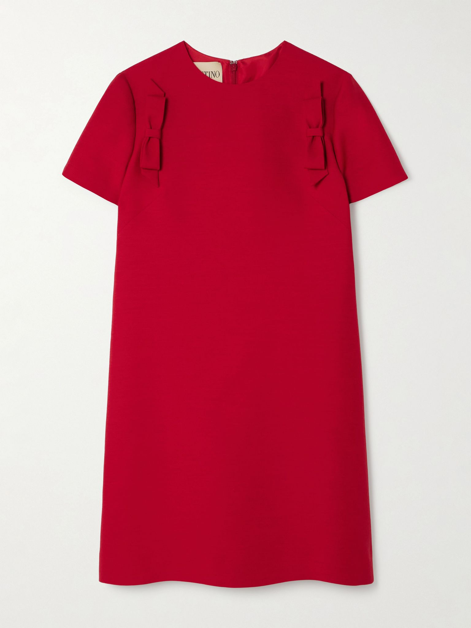 Bow-embellished wool and silk-blend mini dress Red - 1